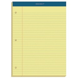 Essendant TOPS Double Docket Ruled Pads with Extra Sturdy Back  Medium/College Rule  100 Canary-Yellow 8 5x11 75 Sheets