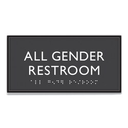 Essendant Headline Sign ADA Sign  All Gender Restroom  Plastic  4x4  Clear/White
