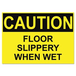 Essendant Headline Sign OSHA Safety Signs  CAUTION SLIPPERY WHEN WET  Yellow/Black  10x14