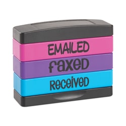 Essendant&nbsp;Trodat Interlocking Stack Stamp  EMAILED  FAXED  RECEIVED  1 81x0 63  Assorted Fluorescent Ink