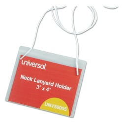 Essendant&nbsp;Universal Clear Badge Holders w/Neck Lanyards  3x4  White Inserts  100/Box