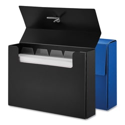 Essendant Universal Poly Index Card Box  Holds 100 3x5 Cards  3x1 33x5  Plastic  Black/Blue  2/Pack