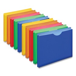 Essendant Universal Expanding Poly File Jackets  1 Section  Straight Tab  Letter Size  Assorted  10/Pack
