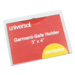 Essendant&nbsp;Universal Clear Badge Holders w/Garment-Safe Clips  3x4  White Inserts  50/Box