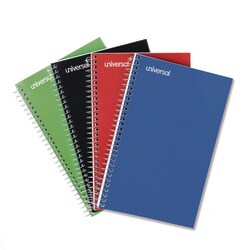 Essendant&nbsp;Universal Wirebound Notebook  3-Subject  Medium/College Rule  Assorted Cover Colors  (120) 9 5x6 Sheets  4/Pack