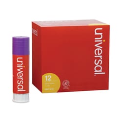 Essendant&nbsp;Universal Glue Stick  1 3 oz  Applies Purple  Dries Clear  12/Pack