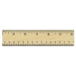 Essendant Universal Flat Wood Ruler w/Double Metal Edge  Standard  12 Long  Clear Lacquer Finish
