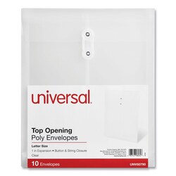 Essendant Universal Top Opening Poly Envelopes  1 25 Expansion  Letter Size  Clear  10/Pack
