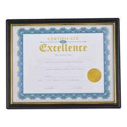 Essendant&nbsp;Universal Document Frames  Plastic  8 5x10 Insert  Black/Gold  3/Pack