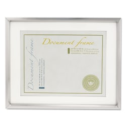 Essendant&nbsp;Universal Plastic Document Frame with Mat  11x14 and 8 5x11 Inserts  Metallic Silver