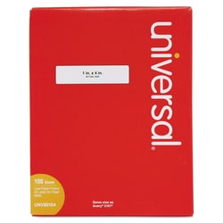 Essendant&nbsp;Universal White Labels  Inkjet/Laser Printers  1x4  White  20/Sheet  100 Sheets/Box