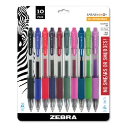 Essendant&nbsp;Zebra Sarasa Dry Gel X20 Gel Pen  Retractable  Medium 0 7 mm  Assorted Ink and Barrel Colors  10/Pack