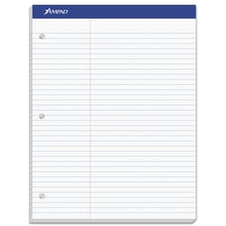 Essendant Ampad Double Sheet Pads  Pitman Rule Variation (Offset Dividing Line - 3 Left)  100 White 8 5x11 75 Sheets