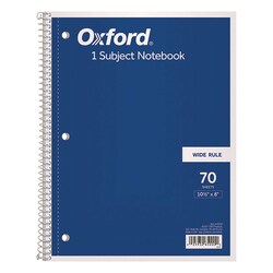 Essendant&nbsp;Oxford Coil-Lock Wirebound Notebook  3-Hole Punched  Wide/Legal Rule  Randomly Assorted Cover Color  (70) 10 5x8 Sheets