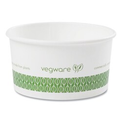 Essendant&nbsp;Vegware Soup Containers  Compostable  6 oz  3 5 Diameterx1 7 h  Green/White  Paper  1 000/Carton