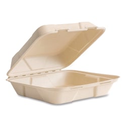 Essendant&nbsp;Vegware Nourish Molded Fiber Takeout Containers  Compostable  9x9x3  Natural  Sugarcane  200/Carton