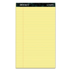 Essendant&nbsp;TOPS Docket Ruled Perforated Pads  Wide/Legal Rule  50 Canary-Yellow 8 5x14 Sheets  12/Pack