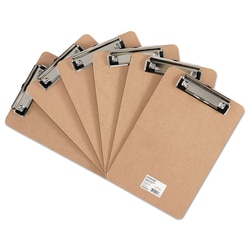 Essendant&nbsp;Universal Hardboard Clipboard with Low-Profile Clip  0 5 Clip Capacity  Holds 5x8 Sheets  Brown  6/Pack