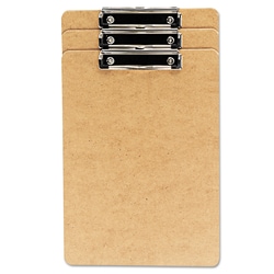 Essendant&nbsp;Universal Hardboard Clipboard with Low-Profile Clip  0 5 Clip Capacity  Holds 8 5x14 Sheets  Brown  3/Pack