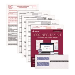Essendant Adams 4-Part 1099-NEC Tax Form Kit with Security Envelopes and Tax Forms Helper  2024  8 5x3 66  3 Forms/Sheet  15 Forms Total