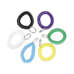 Essendant&nbsp;Universal Wrist Coil Plus Key Ring  Plastic  Assorted Colors  6/Pack