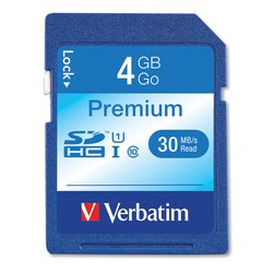 Essendant&nbsp;Verbatim 4GB Premium SDHC Memory Card  UHS-I U1 Class 10  Up to 30MB/s Read Speed
