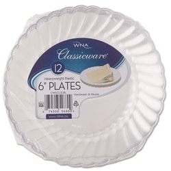 Essendant&nbsp;WNA Classicware Plastic Plates  6 dia  Clear  12/Pack  15 Packs/Carton