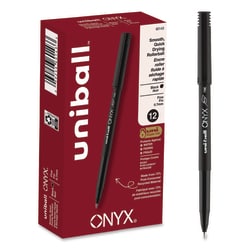 Essendant&nbsp;uniball ONYX Rollerball Pen  Stick  Fine 0 7 mm  Black Ink  Black Barrel  Dozen
