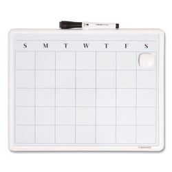Essendant&nbsp;U Brands Magnetic Dry Erase Monthly Calendar  14x11  White Surface  White Plastic Frame