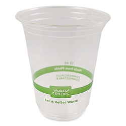 Essendant&nbsp;World Centric PLA Clear Cold Cups  12 oz  Plastic  Clear  1 000/Carton