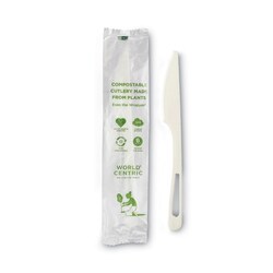 Essendant&nbsp;World Centric TPLA Compostable Cutlery  Knife  Plastic  White  750/Carton