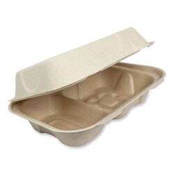 Essendant&nbsp;World Centric Fiber Hinged Containers  Hoagie Box  9 2x6 4x3  Natural  Paper  500/Carton