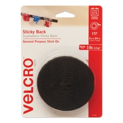 Essendant VELCRO Brand Sticky-Back Fasteners with Dispenser  Removable Adhesive  0 75x5 ft  Black