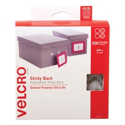 Essendant&nbsp;VELCRO Brand Sticky-Back Fasteners  Removable Adhesive  0 75 dia  White  200/Box