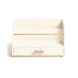 Essendant U Brands Juliet Desk Organizer  3 Compartments  1 Drawer  9 5x4 2x4 9  White/Gold  Wood/Metal