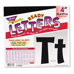 Essendant&nbsp;TREND Ready Letters Playful Combo Set  4 Tall  Black Characters  216/Set