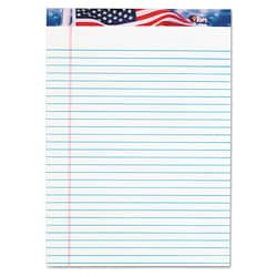 Essendant&nbsp;TOPS American Pride Writing Pad  Wide/Legal Rule  Red/White/Blue Headband  50 White 8 5x11 75 Sheets  12/Pack