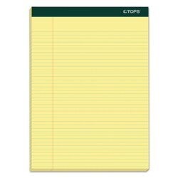 Essendant&nbsp;TOPS Double Docket Ruled Pads  Narrow Rule  100 Canary-Yellow 8 5x11 75 Sheets  6/Pack