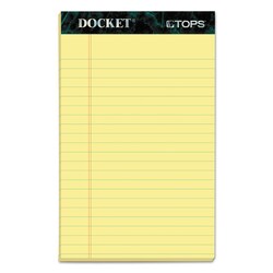 Essendant&nbsp;TOPS Docket Ruled Perforated Pads  Narrow Rule  50 Canary-Yellow 5x8 Sheets  12/Pack