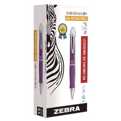 Essendant&nbsp;Zebra Sarasa Dry X10 Gel Pen  Retractable  Medium 0 7 mm  Violet Ink  Violet/Silver Barrel  12/Pack