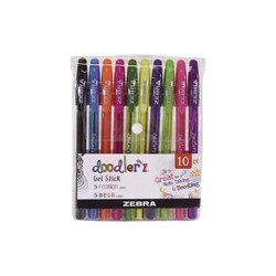 Essendant&nbsp;Zebra Doodler z Gel Pen  Stick  Bold 1 mm  Assorted Fashion/Neon Ink and Barrel Colors  10/Pack