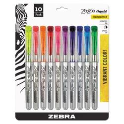 Essendant&nbsp;Zebra Zazzle Liquid Ink Highlighter  Assorted Ink Colors  Chisel Tip  Assorted Barrel Colors  10/Set