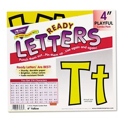 Essendant TREND Ready Letters Playful Combo Set  4 Tall  Yellow Characters  Black Background  216/Set