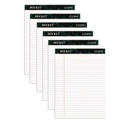 Essendant&nbsp;TOPS Docket Ruled Perforated Pads  Wide/Legal Rule  50 White 8 5x11 75 Sheets  6/Pack