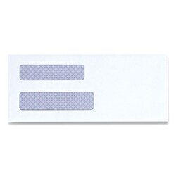 Essendant&nbsp;Universal Double Window Business Envelope  8 5/8  Square Flap  Self-Adhesive Closure  3 63x8 63  White  500/Box