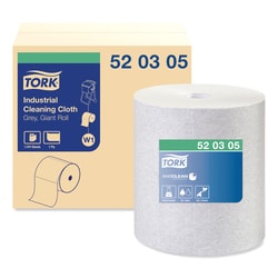 Essendant&nbsp;Tork Industrial Cleaning Cloths  1-Ply  12 6x13 3  Gray  1 050 Wipes/Roll