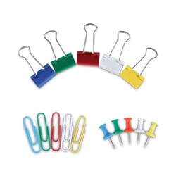 Essendant&nbsp;Universal Combo Clip Pack with 3-Tier Organizer Tub  (380) Small Paper Clips  (280) Push Pins  (46) Small Binder Clips  Assorted Colors