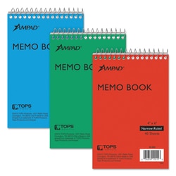 Essendant&nbsp;Ampad Memo Pads  Narrow Rule  Assorted Cover Colors  40 White 4x6 Sheets  3/Pack