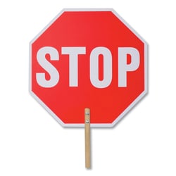 Essendant&nbsp;Tatco Handheld Stop Sign  18 Red/White Face  White Graphics