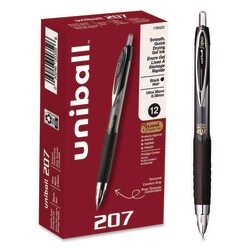 Essendant&nbsp;uniball 207 Ultra Micro Gel Pen  Retractable  Ultra-Micro 0 38 mm  Black Ink  Clear/Black Barrel